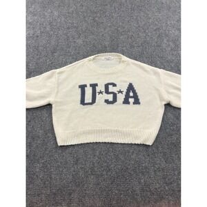 Grayson Threads USA Sweater Small White Cropped Knit Pullover Womens